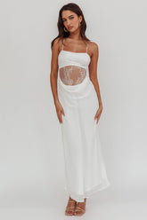 These Days Backless Lace Waist Maxi Dress White